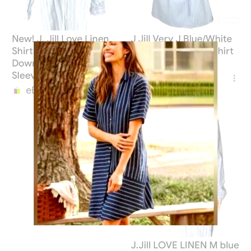 J. Jill, navy and white linen dress.